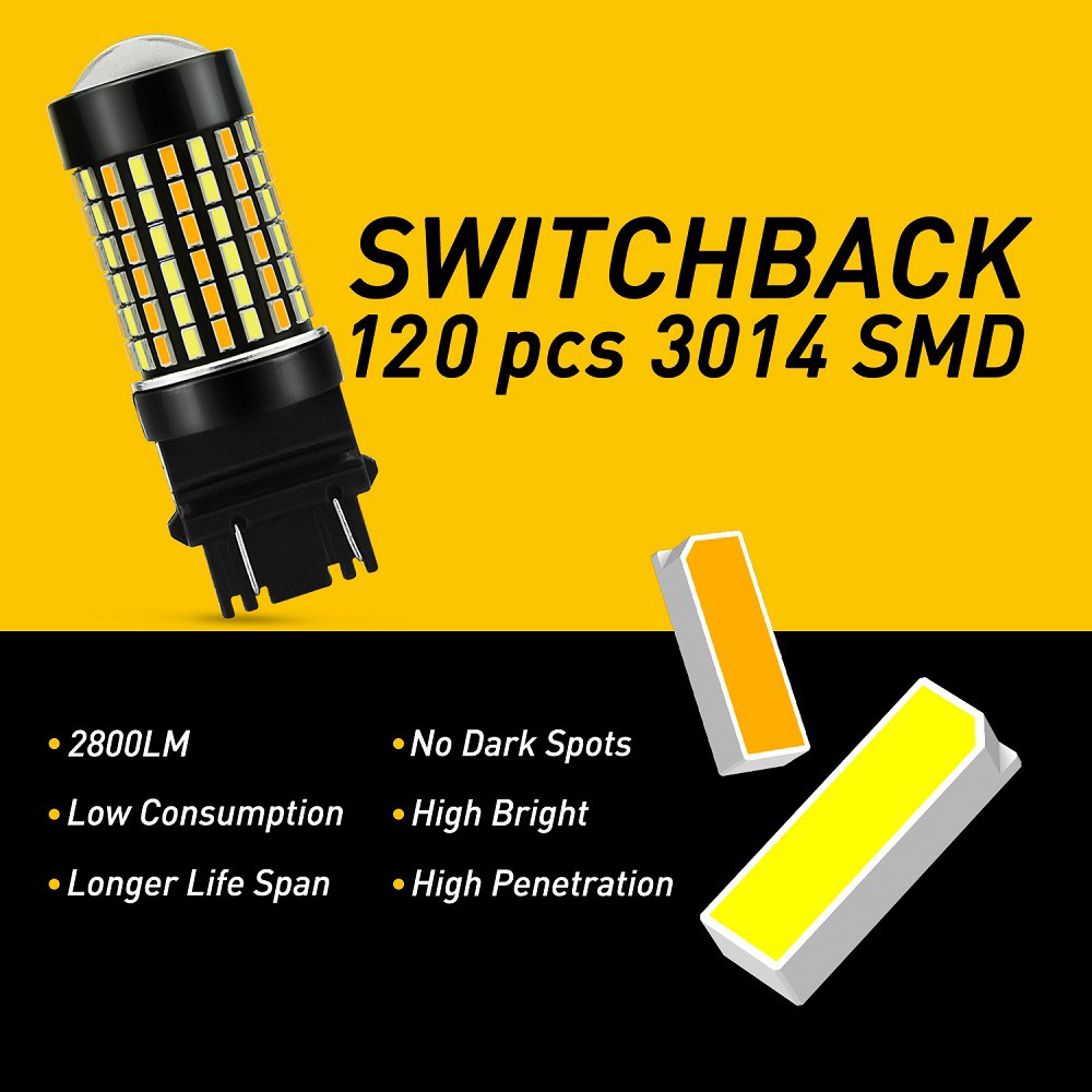 White/Amber LED 3157 DRL Turn Switchback Parking Signal Light Error Free 2/10x