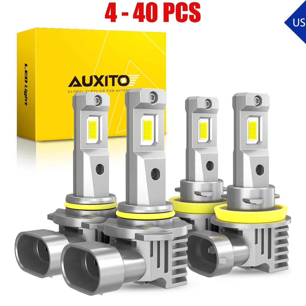 4-40X H11 9005 Headlight LED Bulb Combo Super Bright White 6500K Combo AUXITO M6