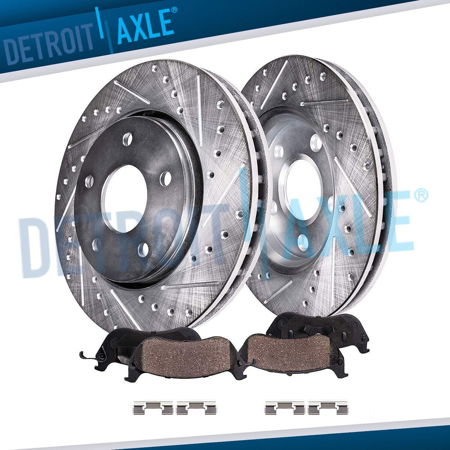 Front for 2006-2010 Commander Grand Cherokee Drilled Rotor + Ceramic Brake Pad