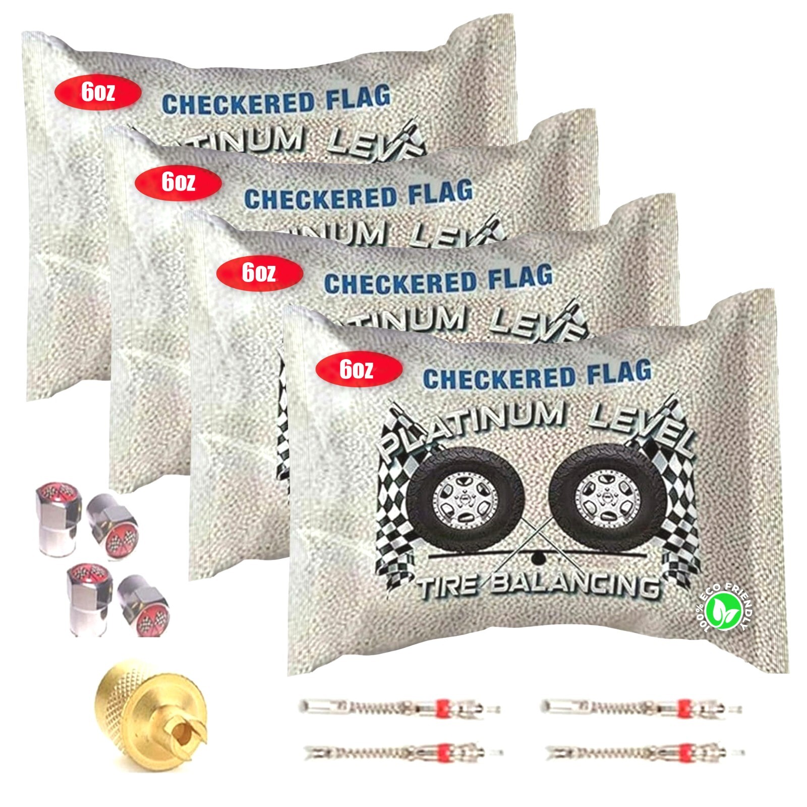 4-6oz Tire Balance Beads include 6 ounce Balancing Bags for the Wheel Assembly