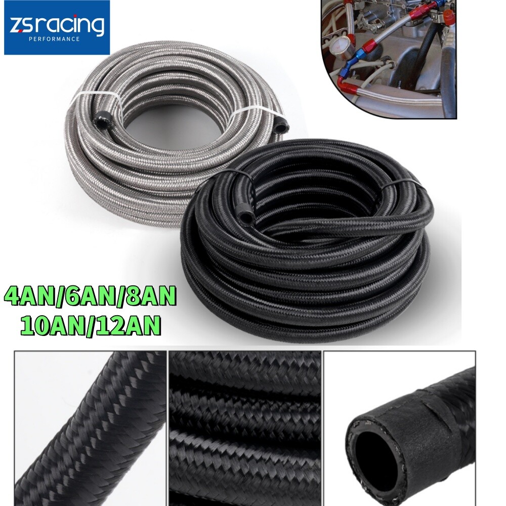 4AN 6AN 8AN 10AN 12AN Nylon & Stainless Steel Braided Fuel Hose Oil Gas Air Line