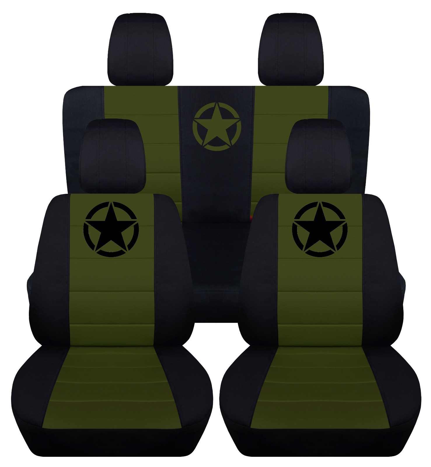 Custom fit SUV 2-tone Seat Covers w/Army Star fits JK wrangler 2dr 2007-2018