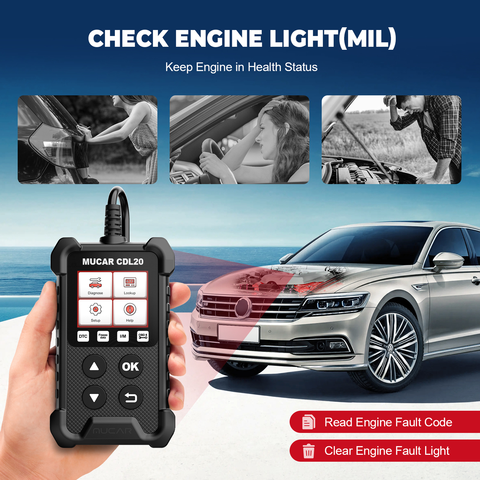 Automotive OBD Code Reader OBD2 Scanner Car Check Engine Fault Diagnostic Tool