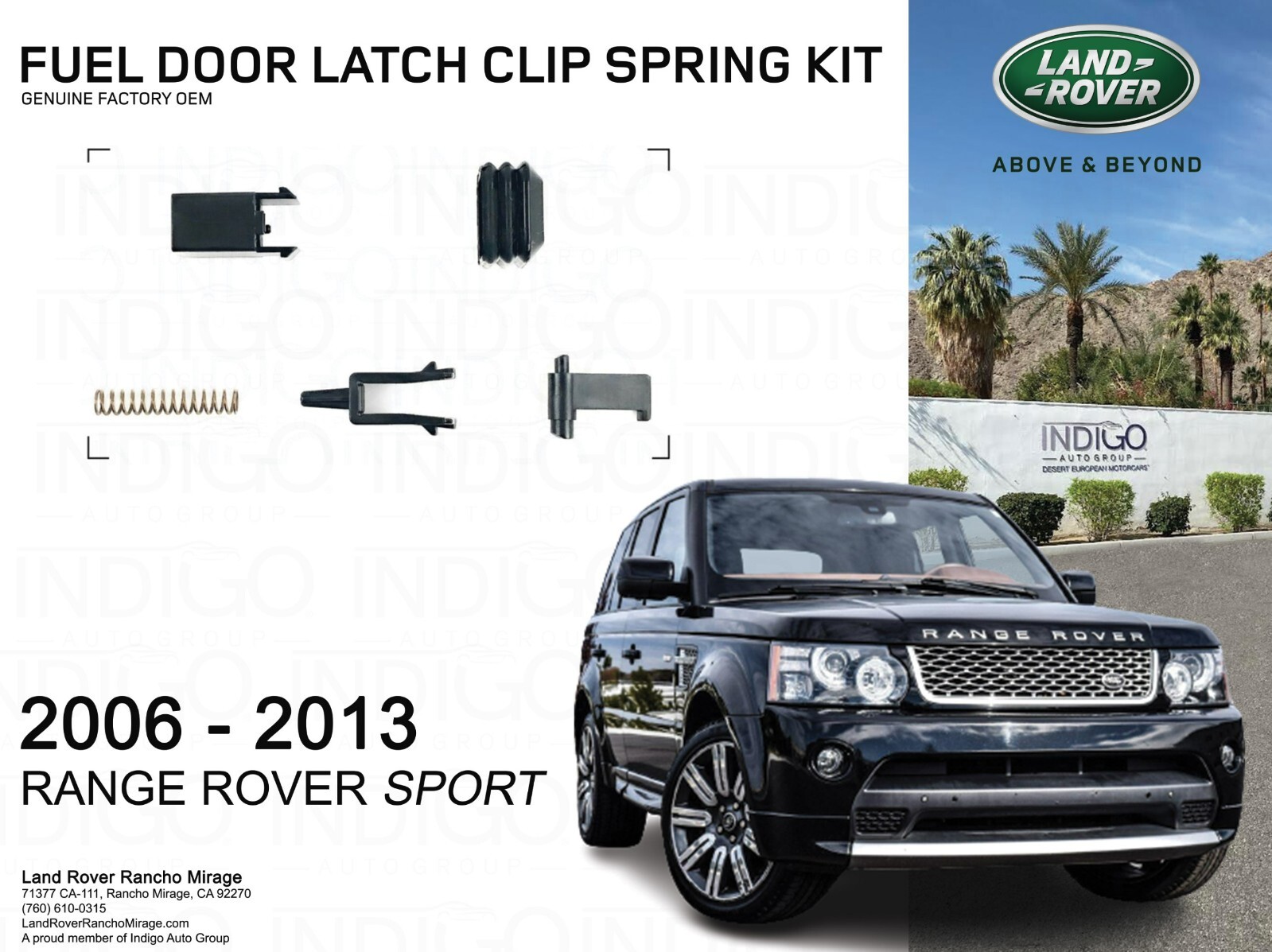 2006-2013 RANGE ROVER SPORT Gas Fuel Door Latch Clip Spring Repair Kit OEM