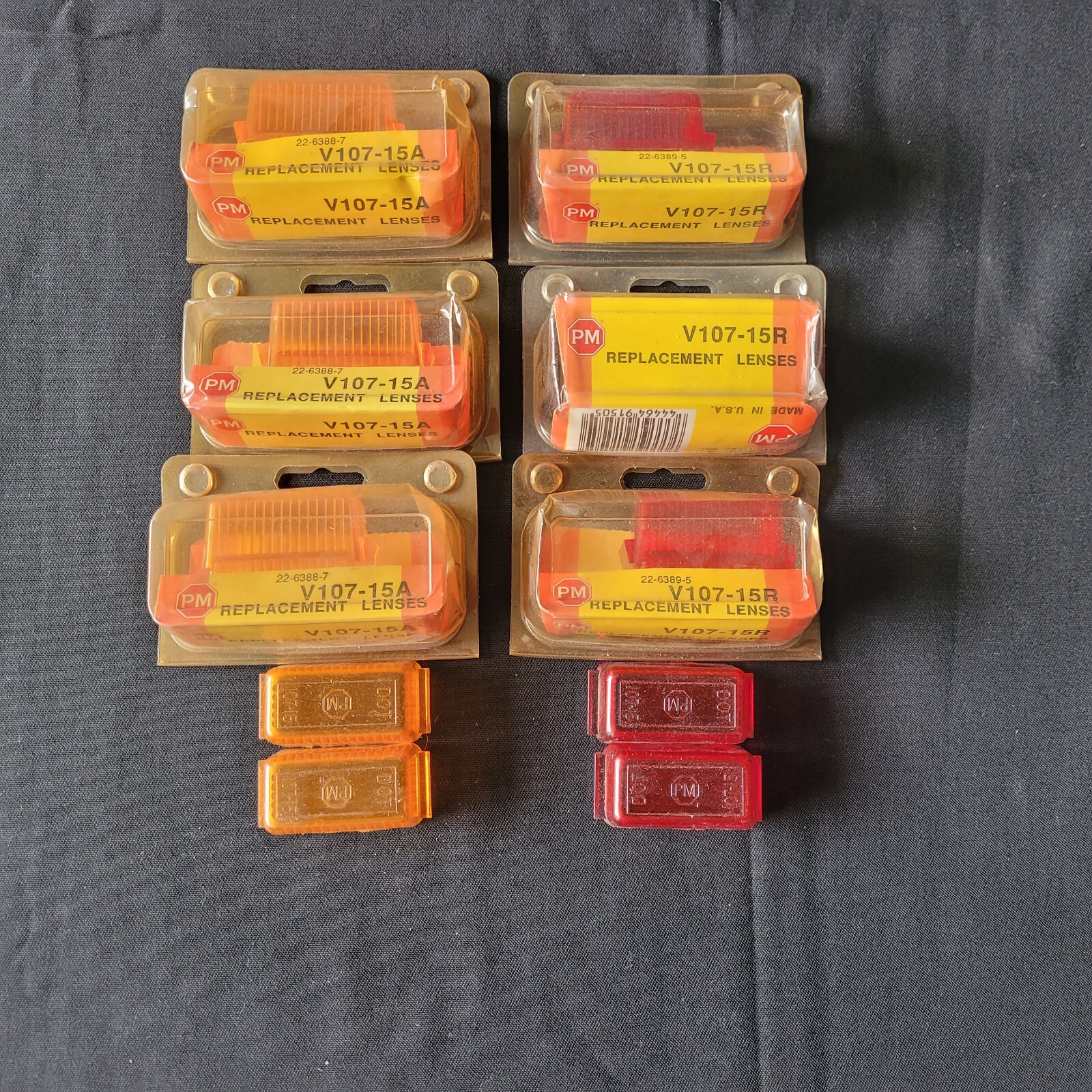 Lot of 16 Peterson V107-15A & V107-15R (Amber & Red) Acrylic Replacement Lens