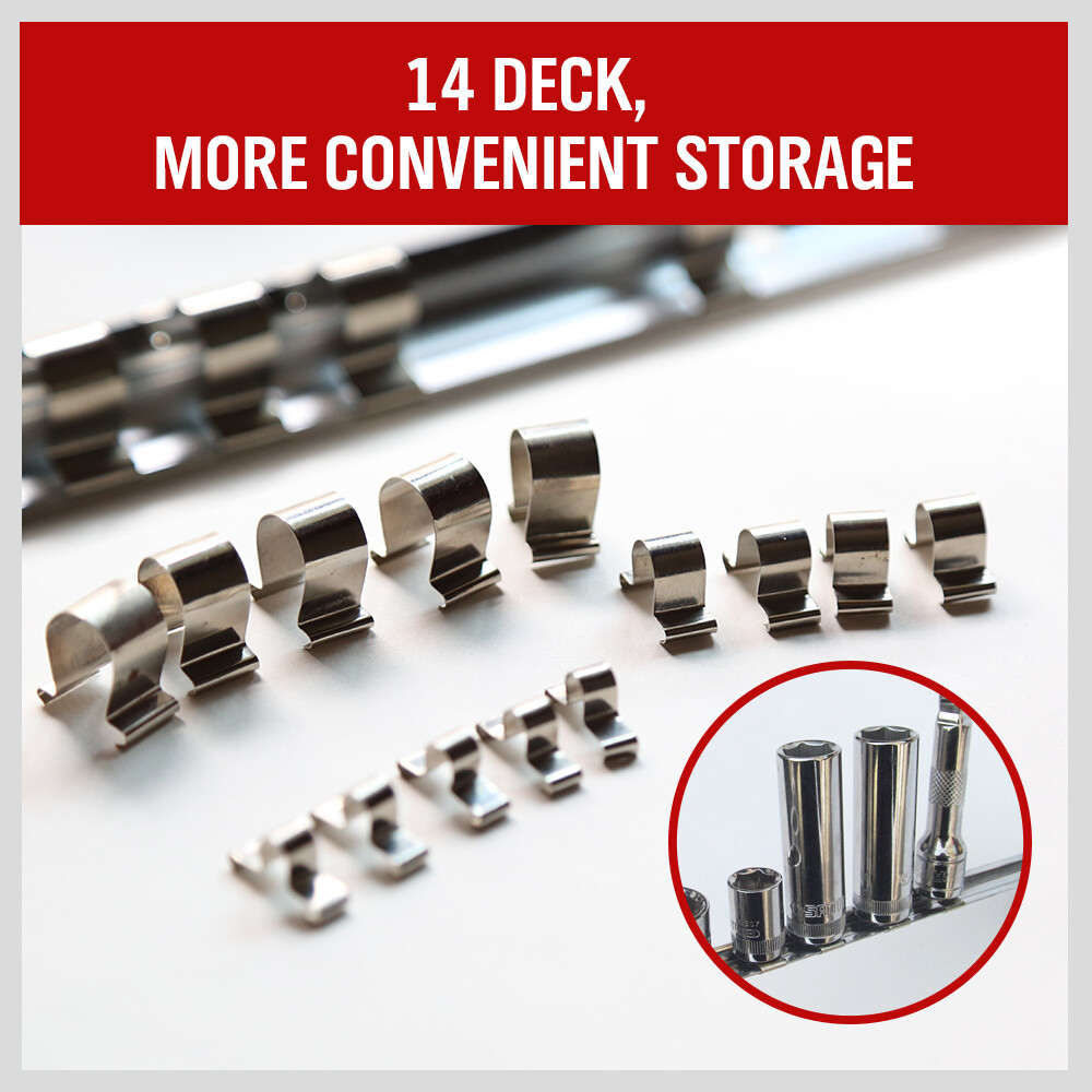 3PC Socket Holder Sliding Rail Tray Organizer 1/4″ 3/8″ 1/2″Mountable Steel Rack