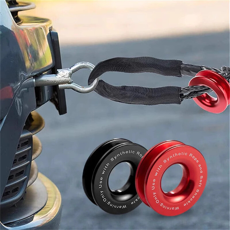 Heavy Duty Recovery Ring Snatch Block Pulley w/ Soft Shackle Tow Winch Rope