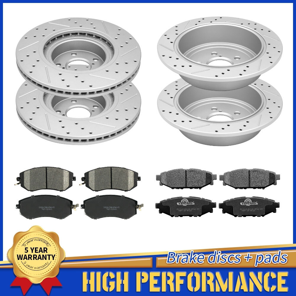 Front Rear Drilled Brake Rotors & Ceramic Pads For Subaru Legacy Outback Impreza