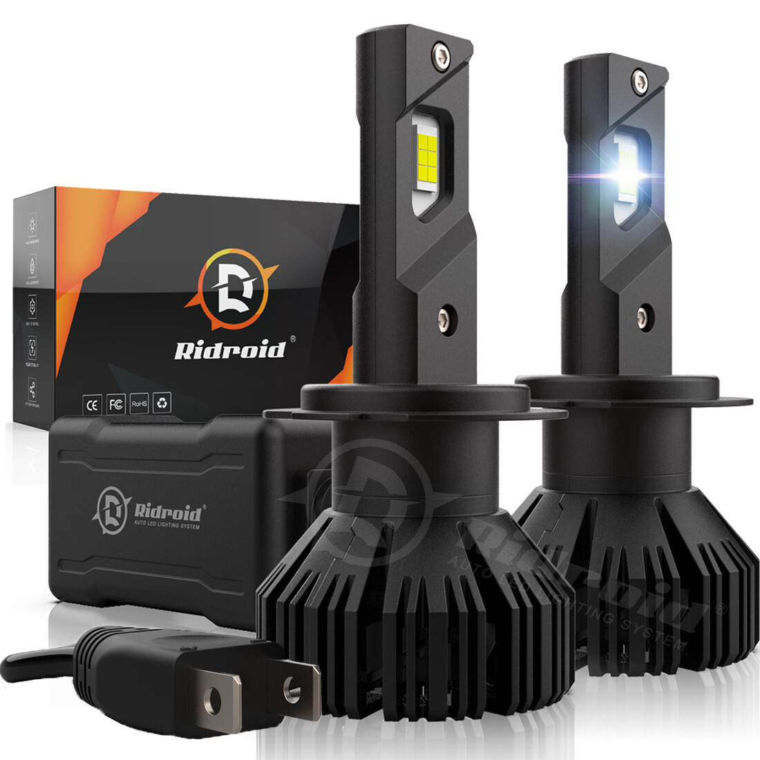 Ridroid LED High/Low Beam Conversion Kit H7 Bulbs Super Bright 6000K Plug&Play