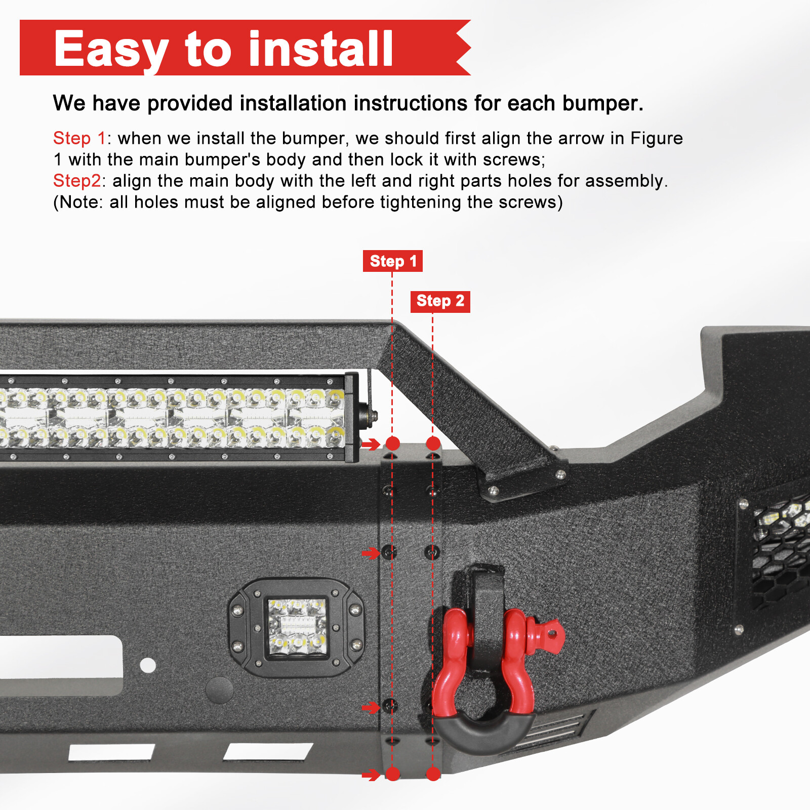 Aaiwa For 2005-2007 Ford F250/F350/F450&Excursion Front/Rear Bumper W/LED Lights