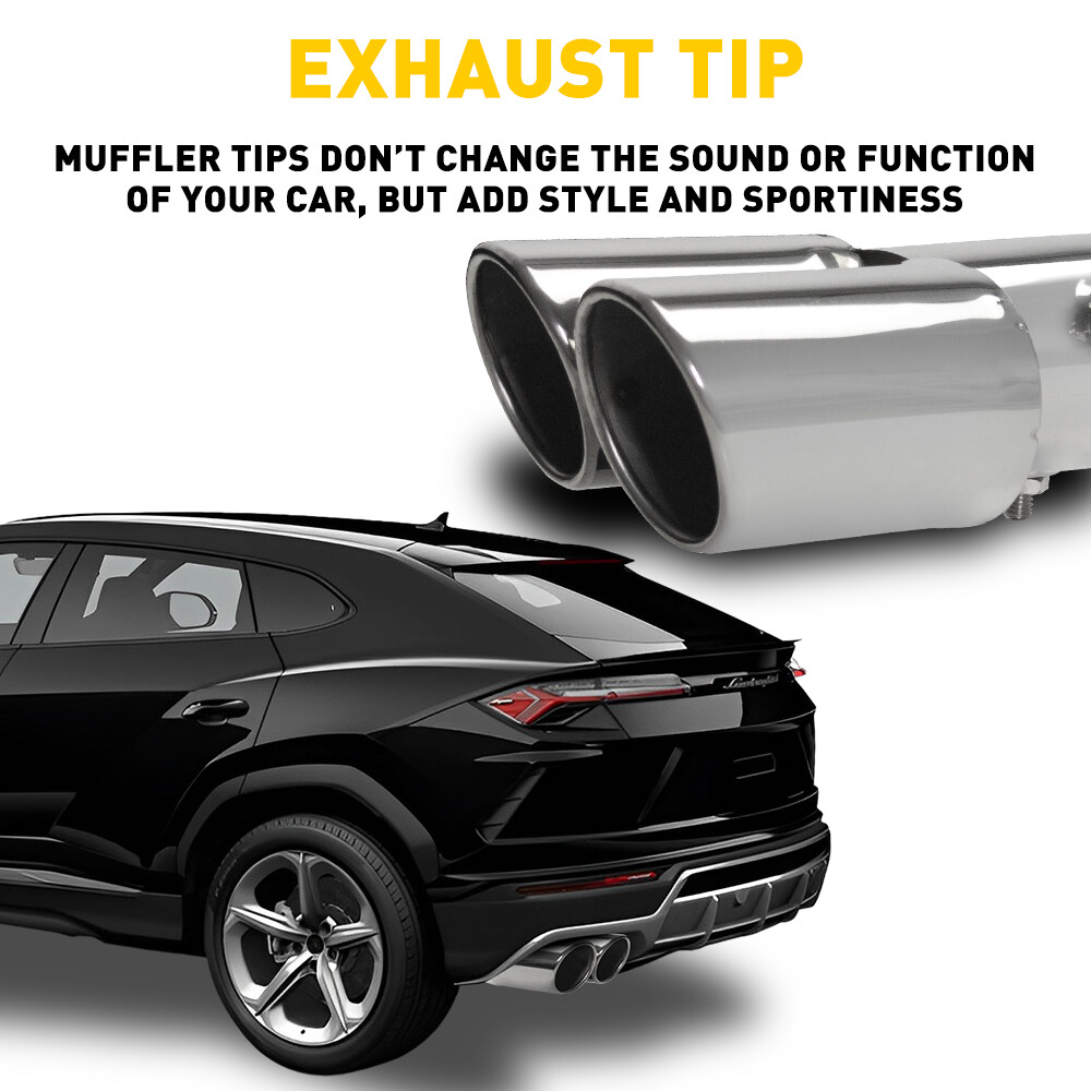 Universal Stainless Steel Dual Exhaust Tip Silver For 1.5-2.4in Outlet Tailpipe