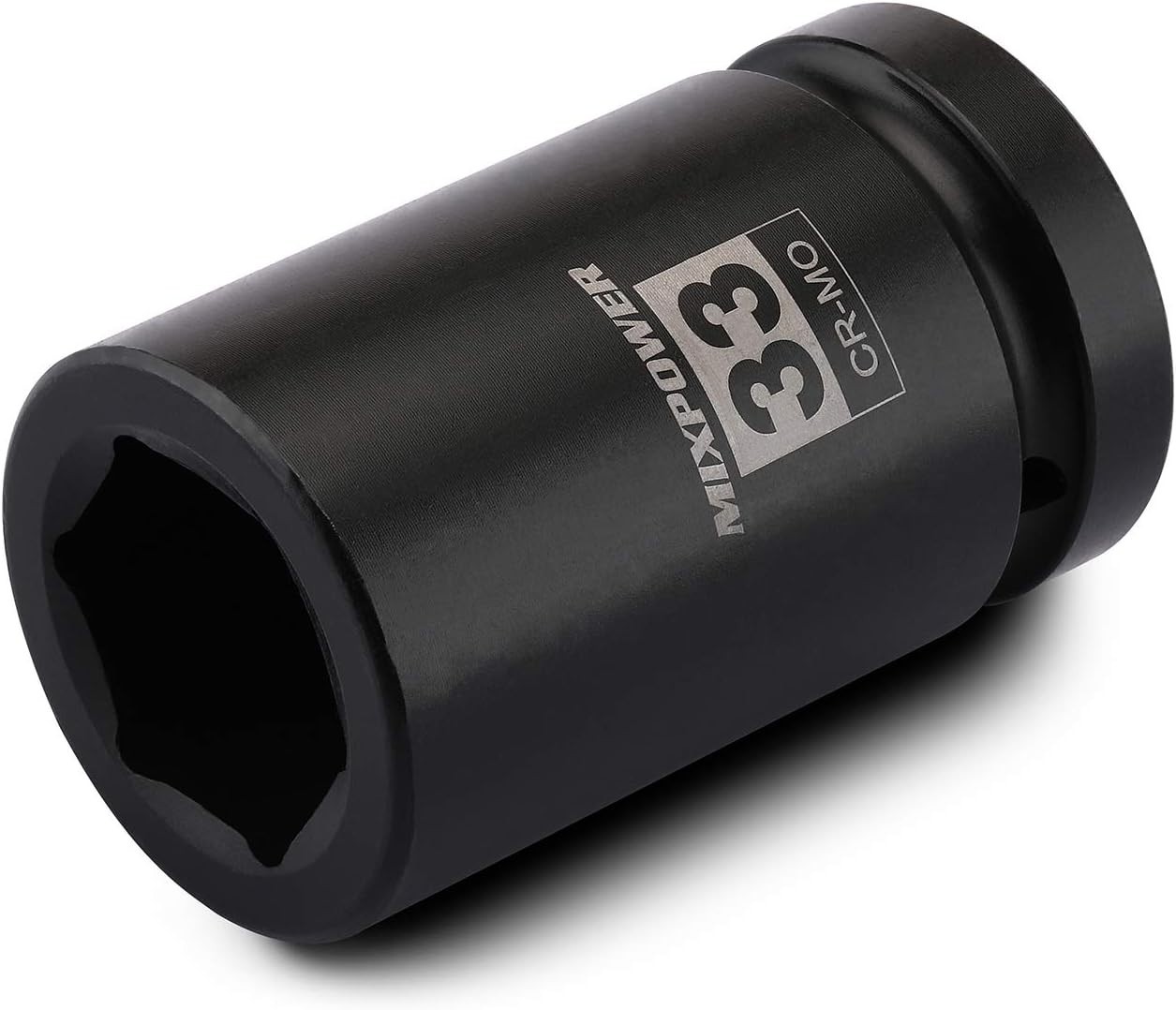 MIXPOWER 1/2 Inch Drive Deep Impact Socket, CR-MO, 33mm, 6 Point, Radius 33mm