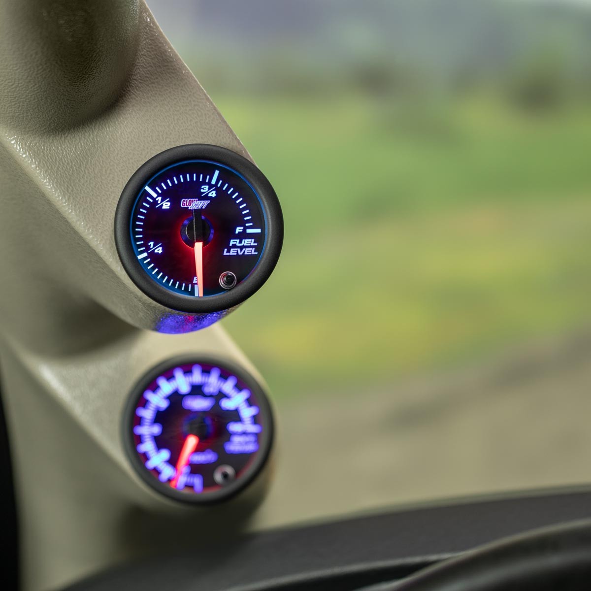 GlowShift 52mm Black 7 Color LED Adjustable Fuel Level Gauge