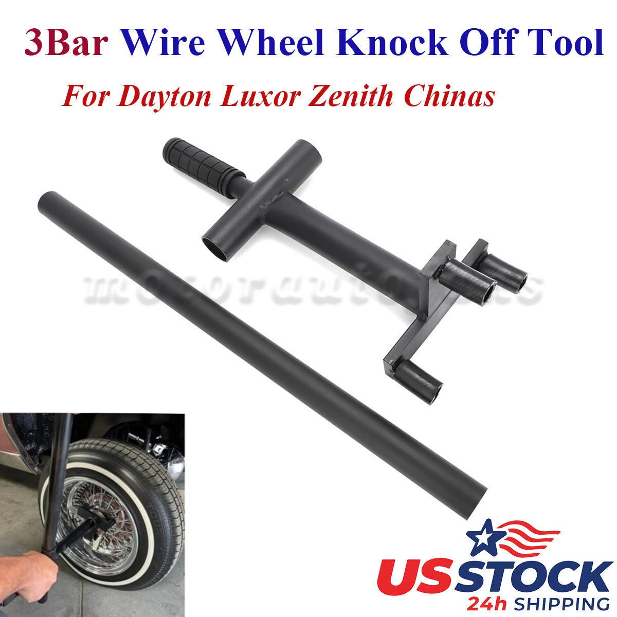 3 Bar Lowrider Wire Wheel Knock Off Tool Wrench For Dayton,Luxor,Zenith & Chinas