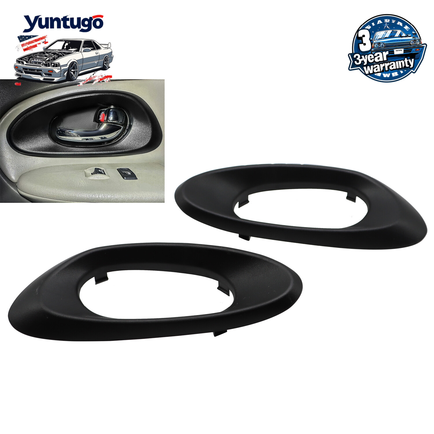 Interior Door Handle Trim Bezels Black Pair Set NEW for 02-09 Chevy Trailblazer