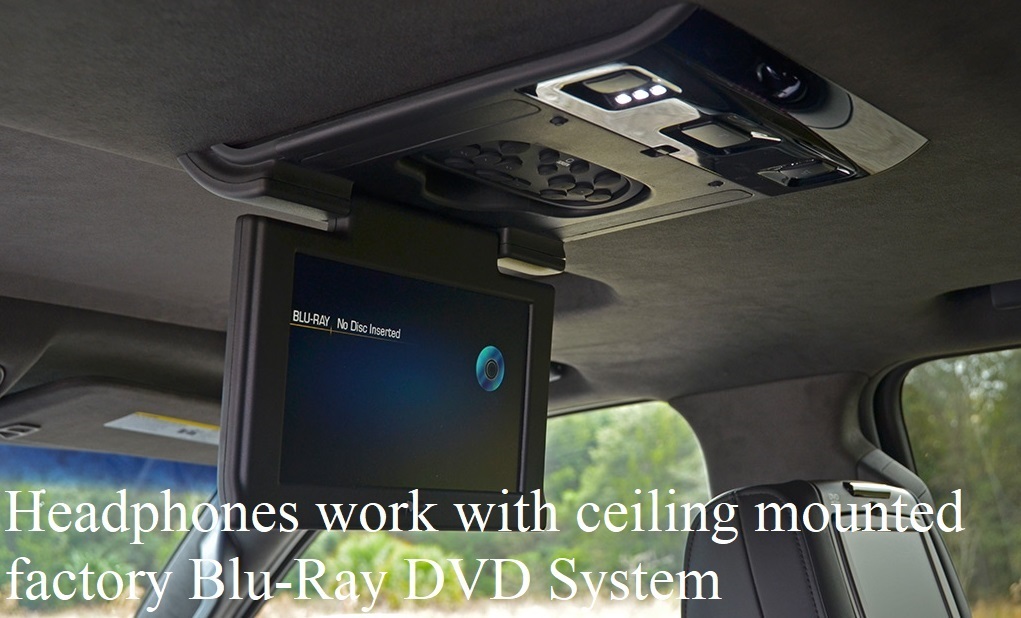 2015 2016 Cadillac Escalade Ceiling BluRay Entertainment Headphones + DVD Remote
