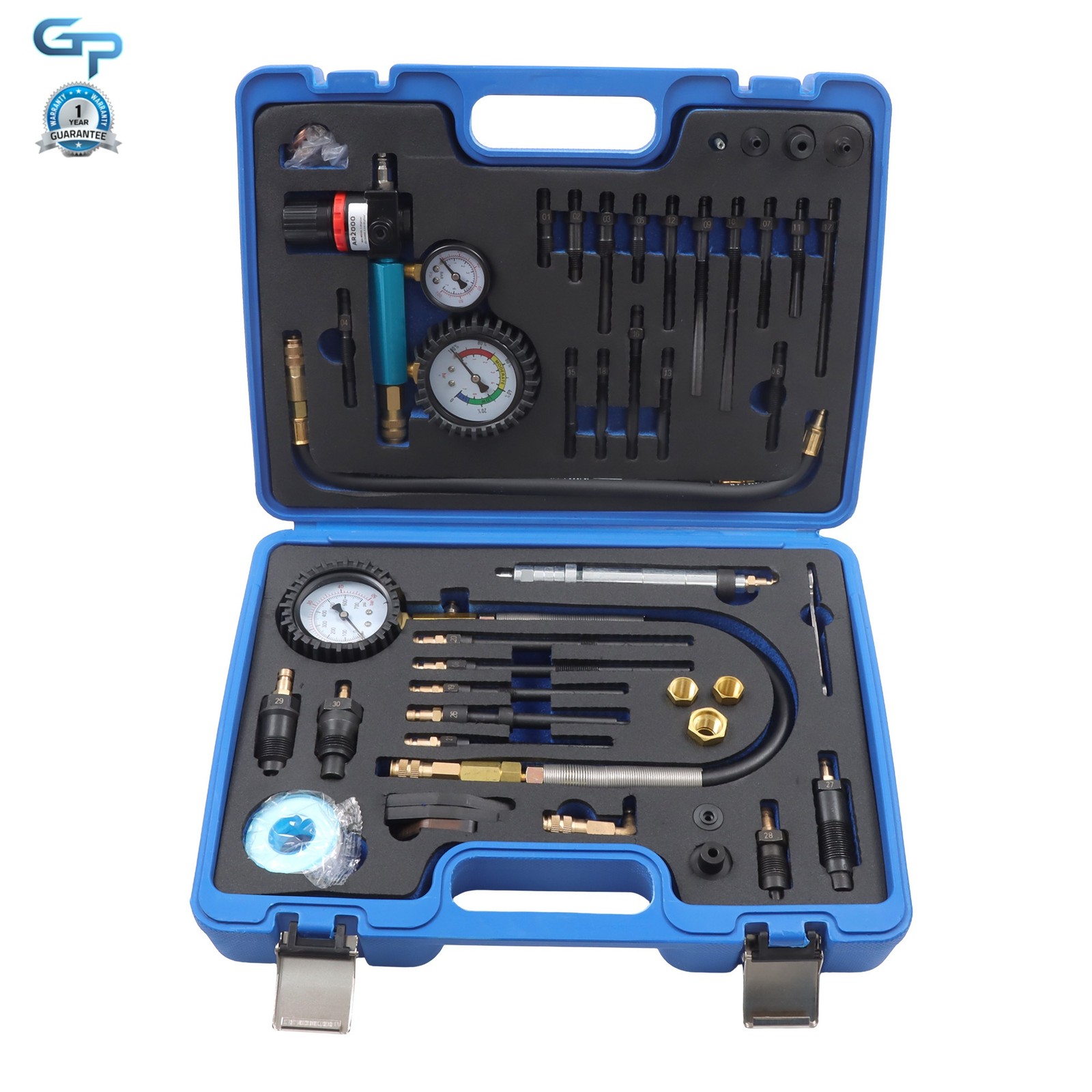 46PCS Compression and Leakage Test Kit Petrol & Diesel Engine Compression Tester