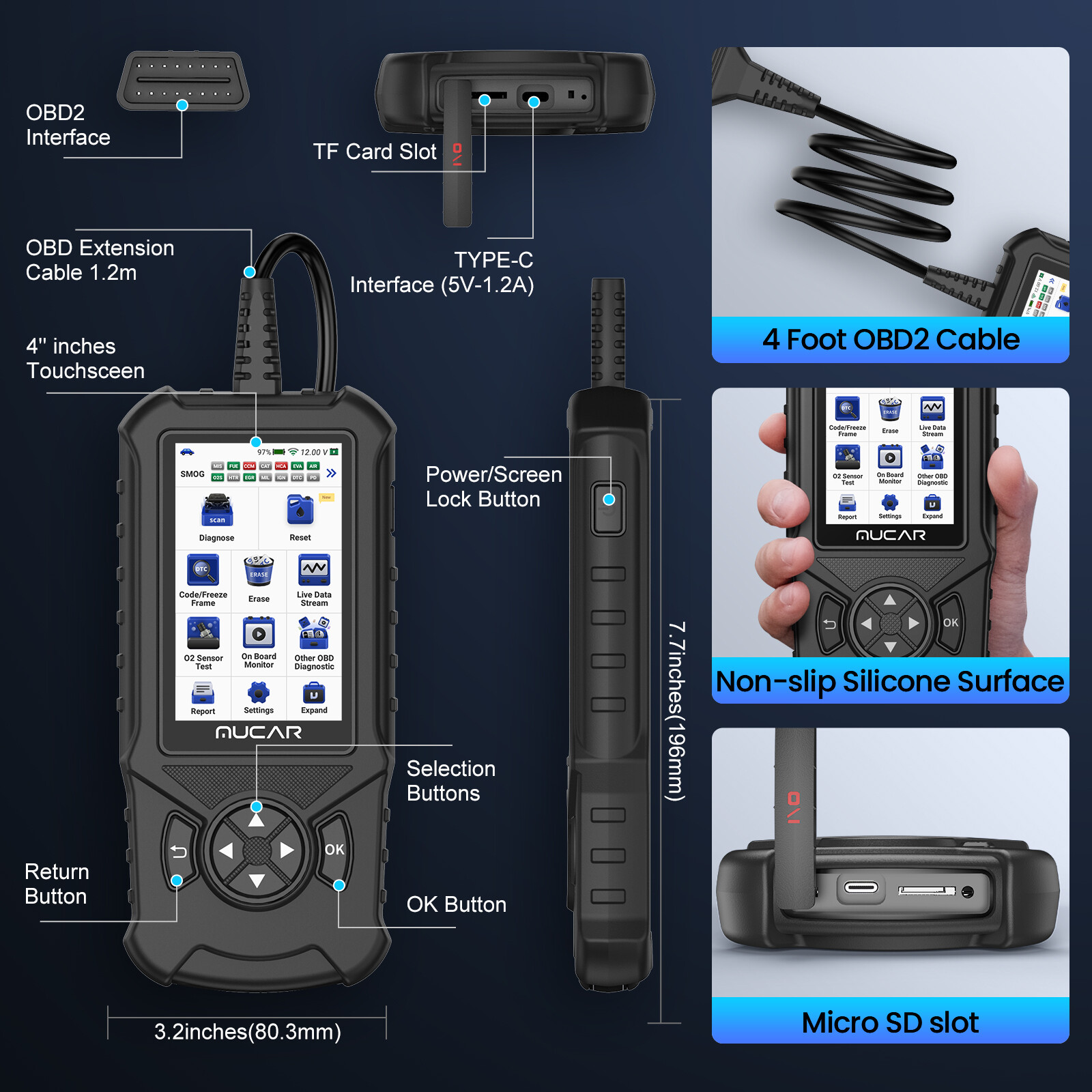 MUCAR CDE900 OBD2 Automotive Diagnostic Scan Tool Fault OBD Code Reader Scanner