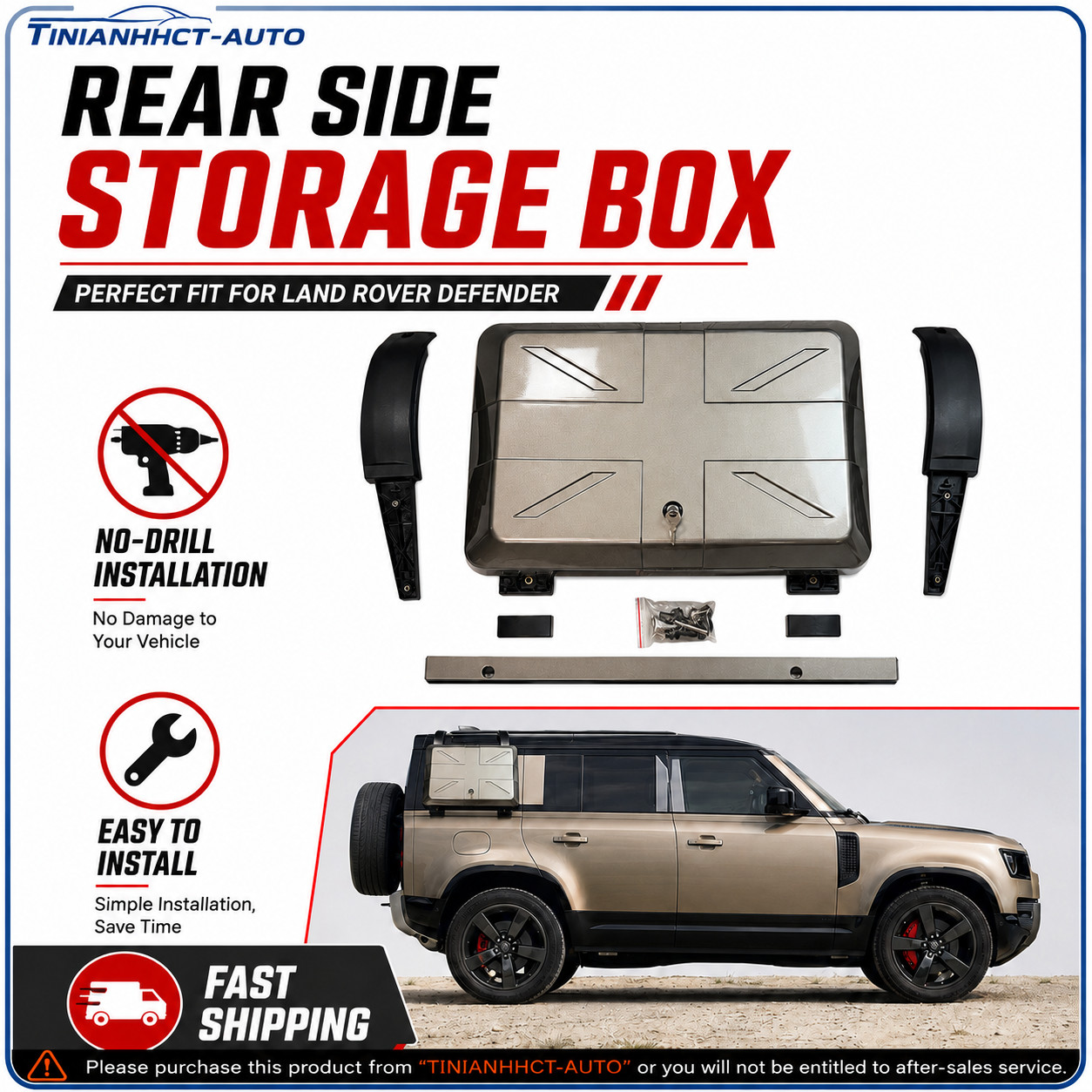 Gondwana Stone Side Mount Storage Tool Box Fit Land Rover Defender 110 2020-2026