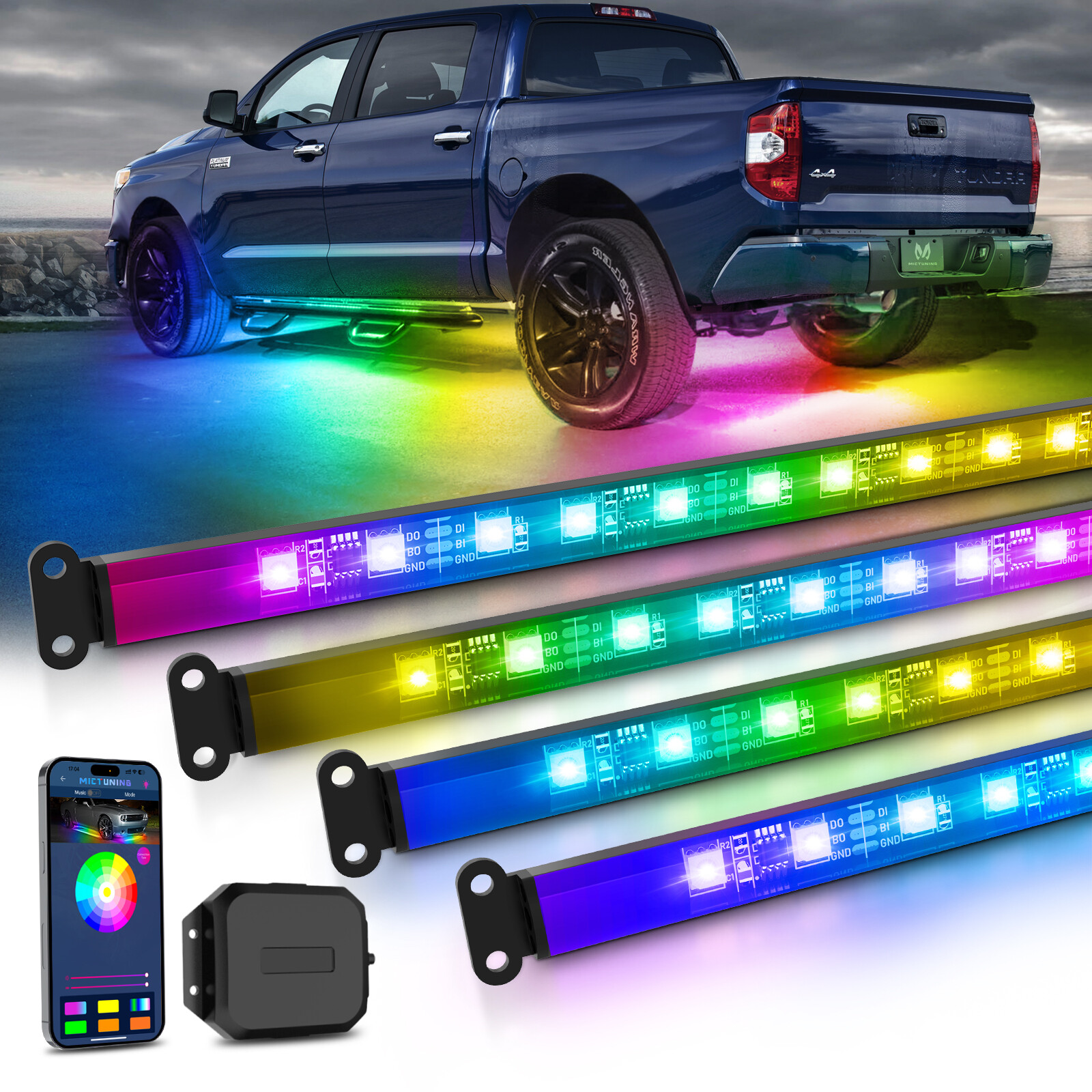 2Pcs 70″ LED Emergency Strobe Hazard Warn Flashing Running Board Light Strip Bar
