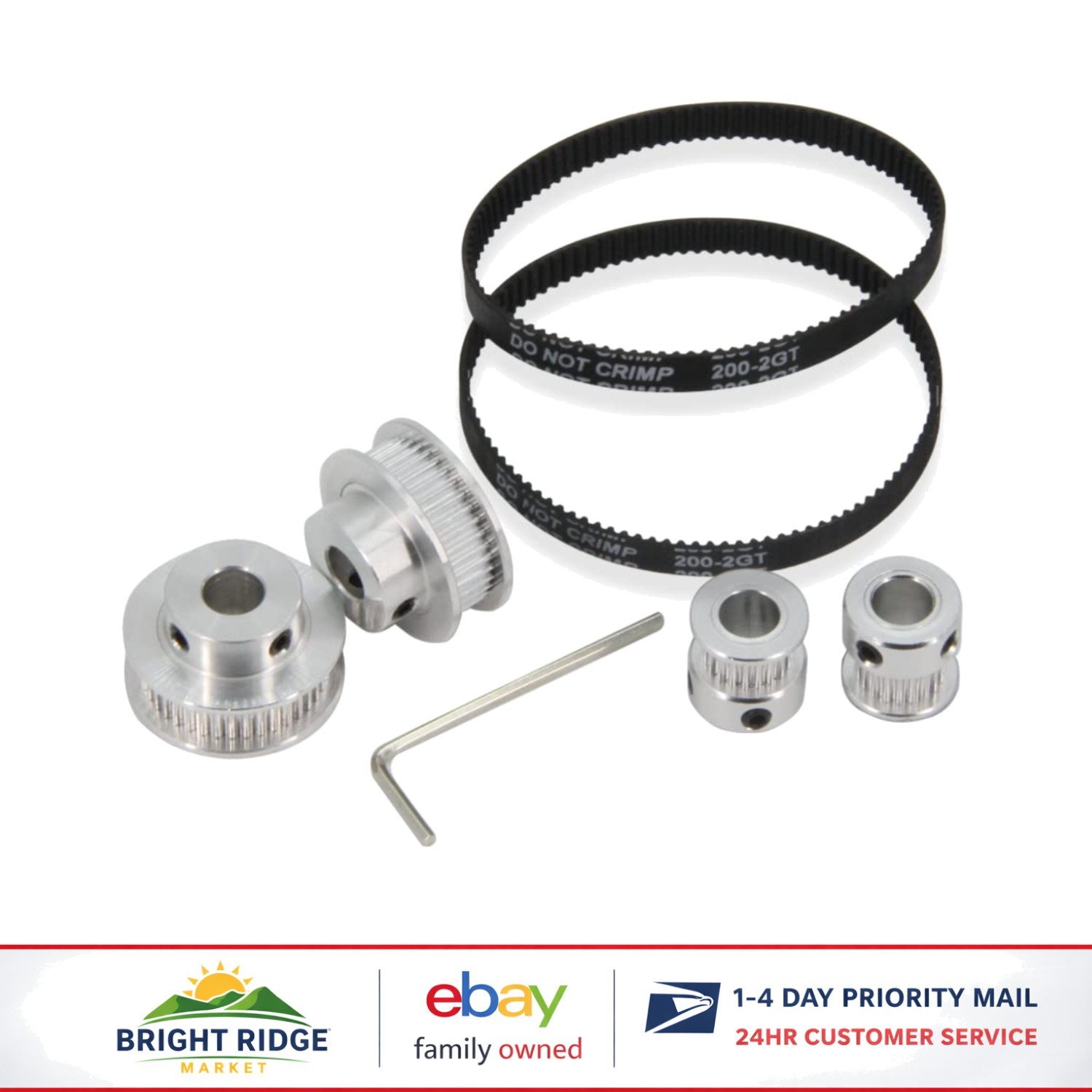 High Transmission Efficiency Pulleys Set with 200mm Belt and Easy Installation