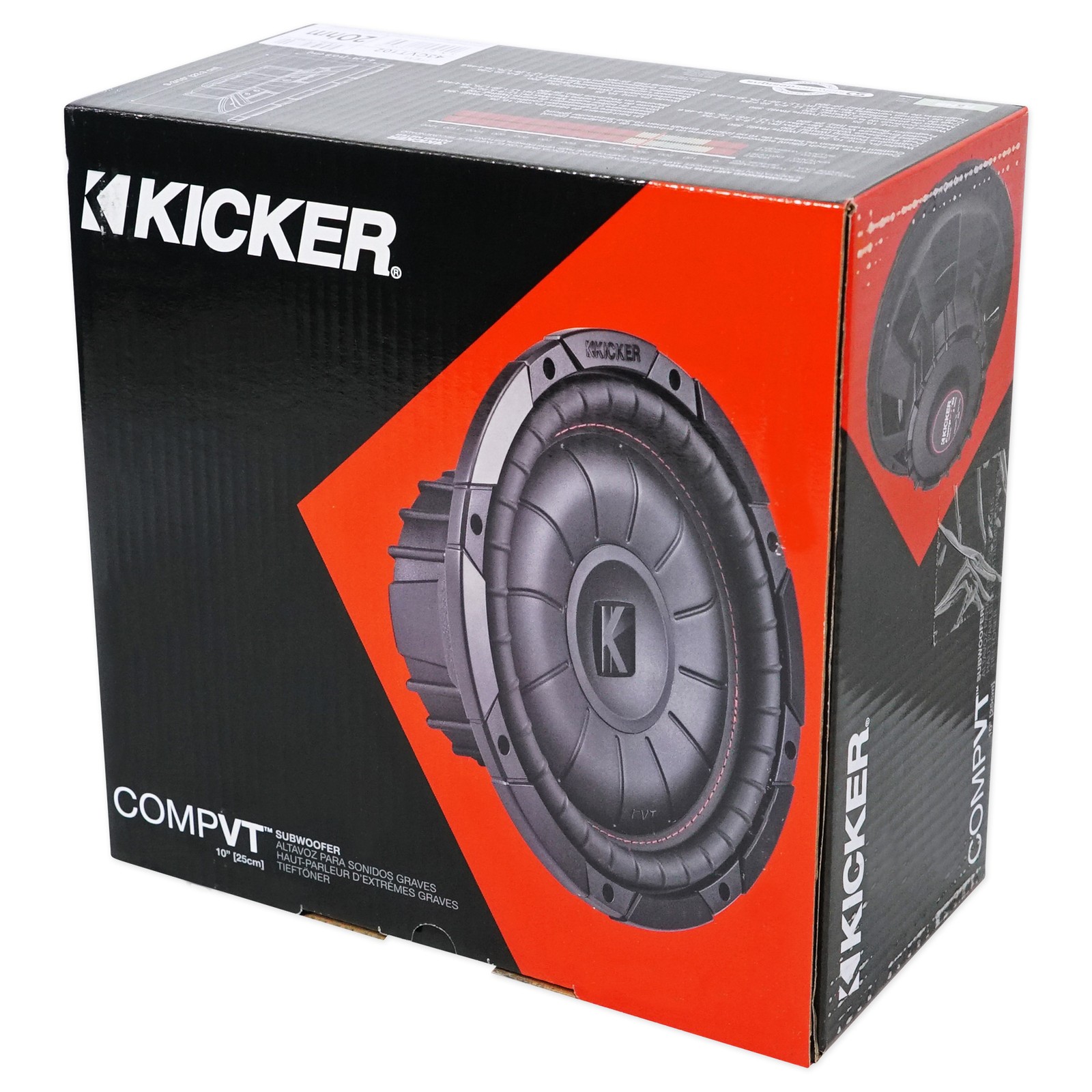 Kicker 43CVT102 COMPVT 10″ 800w Slim Shallow Subwoofer+Free Bluetooth Speakers