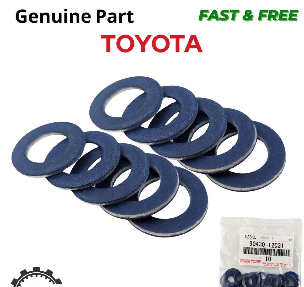 Genuine OEM Toyota 10 Replacement Oil Drain Plug Gaskets 90430-12031 Gasket 1 5
