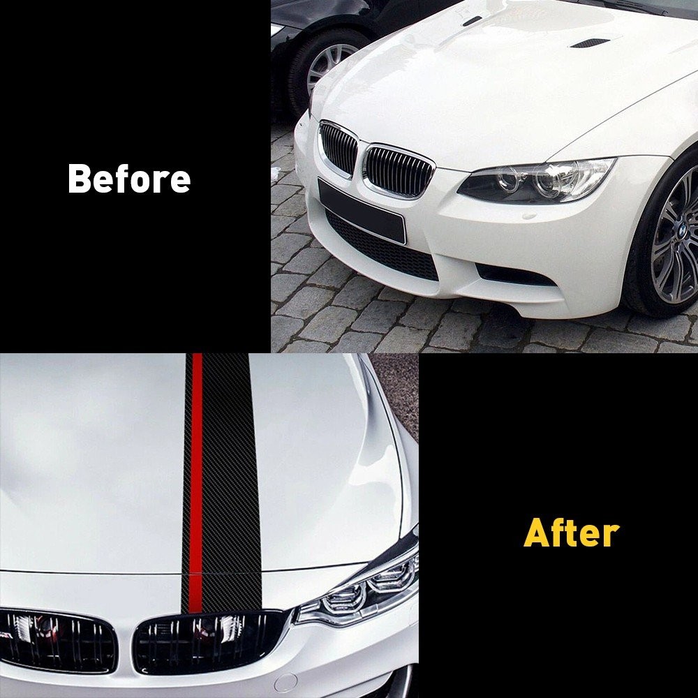 Universal Car Rally Racing Front Stripes Hood 5D Carbon Fiber Decal Wrap Sticker