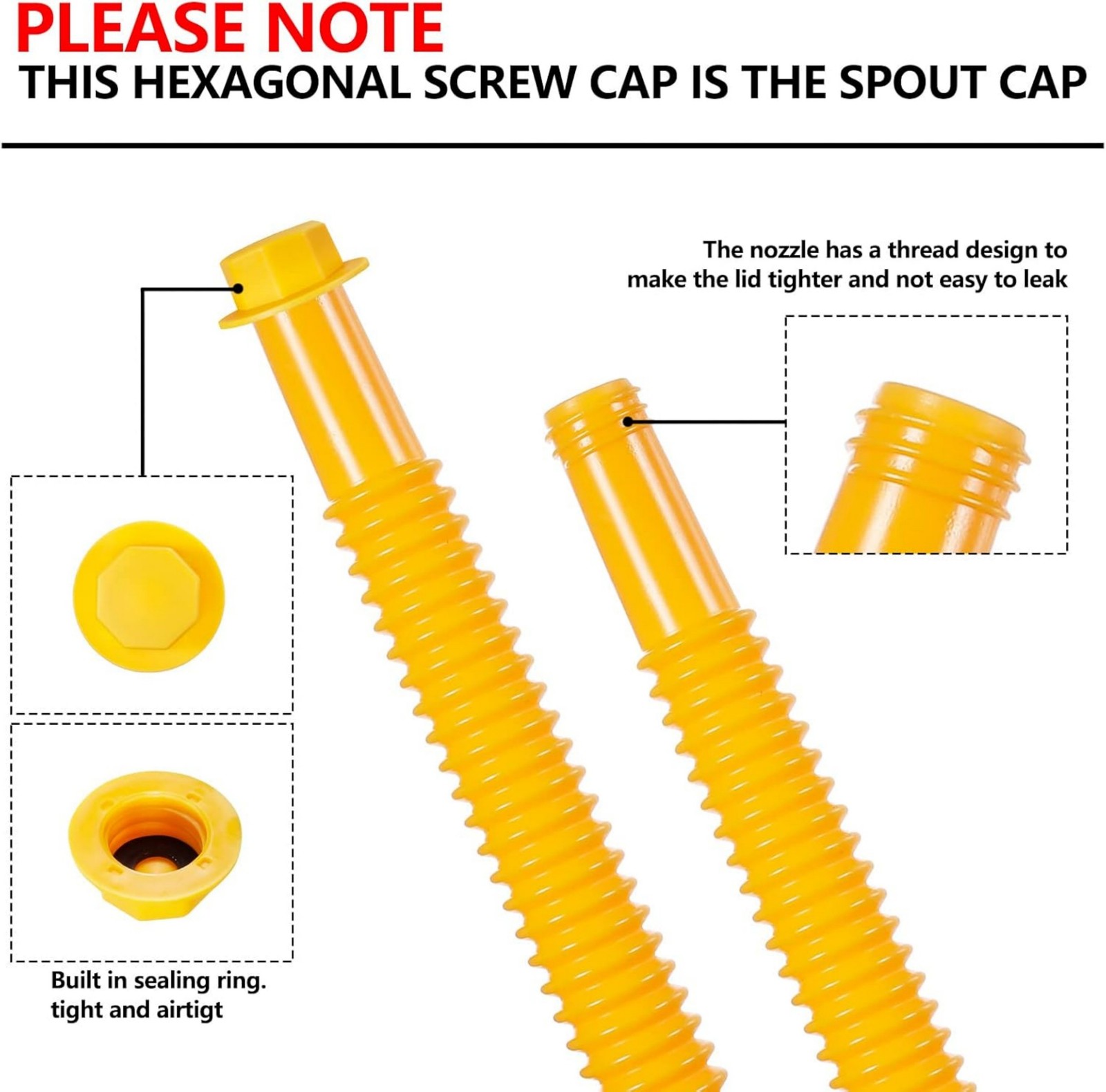 5X Gas Can Spout Nozzle Vent Kit Replacement for Plastic Gas Cans Old Style Caps