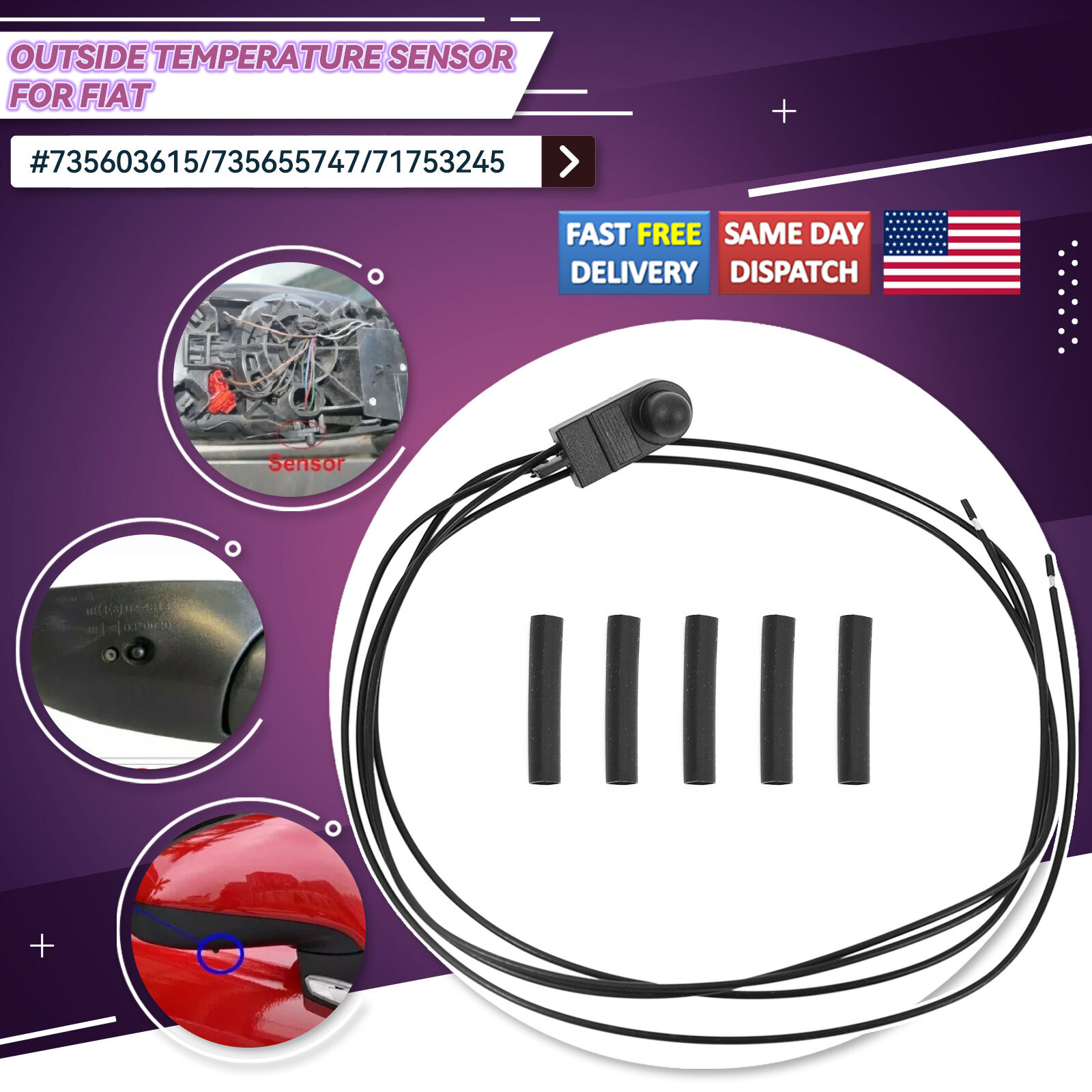 For Fiat 500 500L Jeep Renegade Ambient Air Temperature Sensor Mirror USA