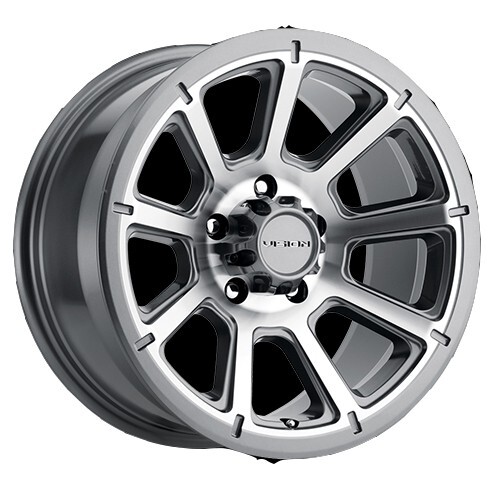 Vision Wheel 353 Turbine Trailer RIM 14X5.5 5×4.50 0mm Gum Metal Machined Face