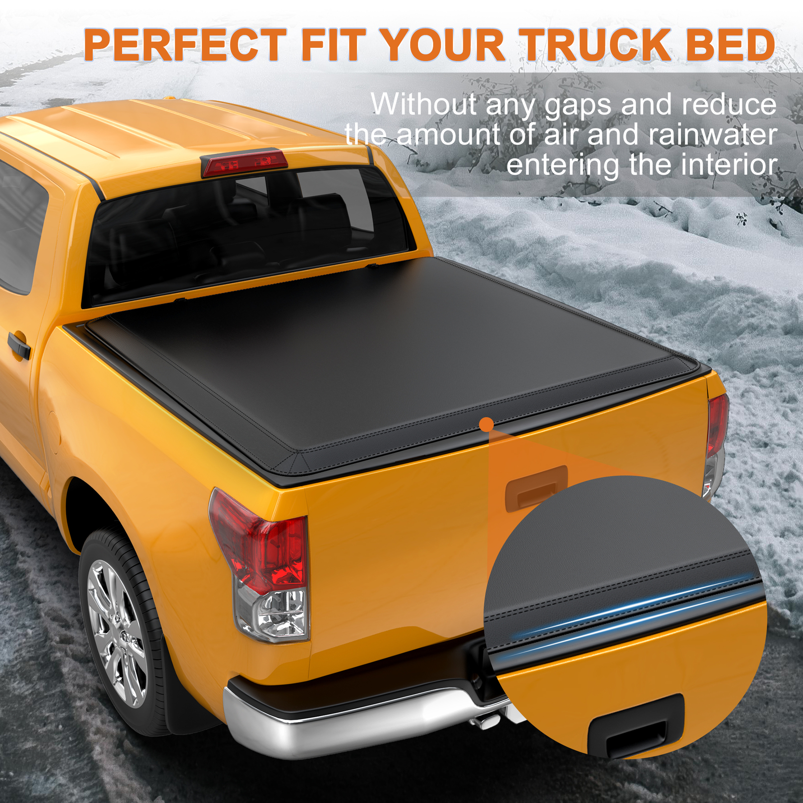 6.5 Ft 4-Fold Tonneau Cover For 2016-2024 Nissan Titan XD Truck Bed Soft W/Lamp