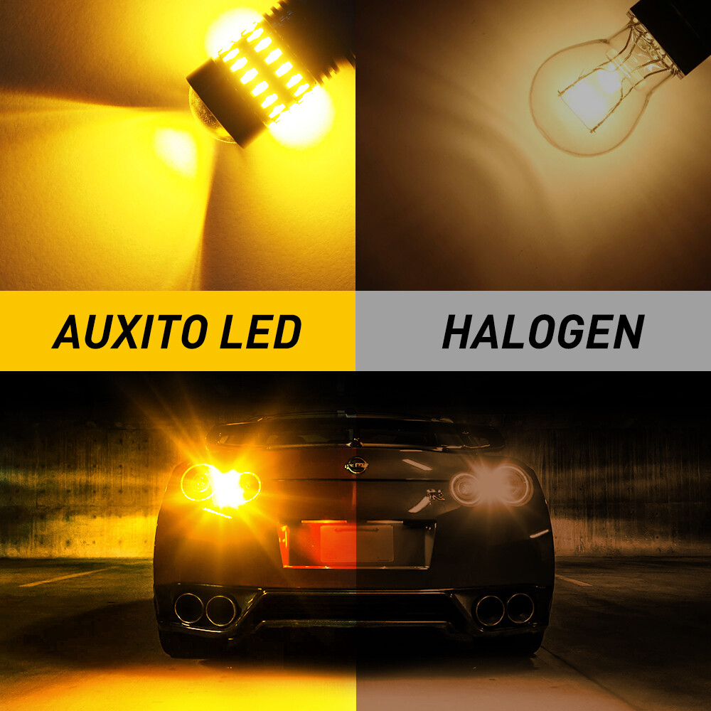 AUXITO NO HYPER FLASH 3157 3156 LED FRONT TURN SIGNAL PARKING LIGHTS BULBS AMBER