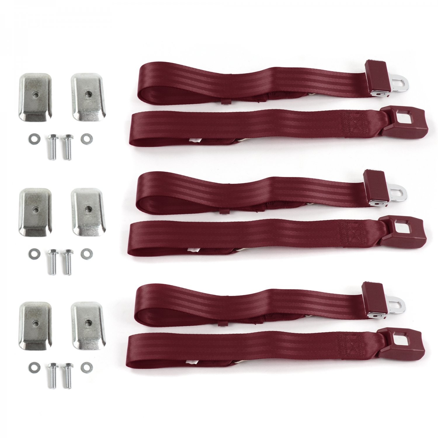 Chevy Impala 1971 – 1976 Standard 2pt BURG Lap Bench Blt Kit w/BKTS 3 Belts