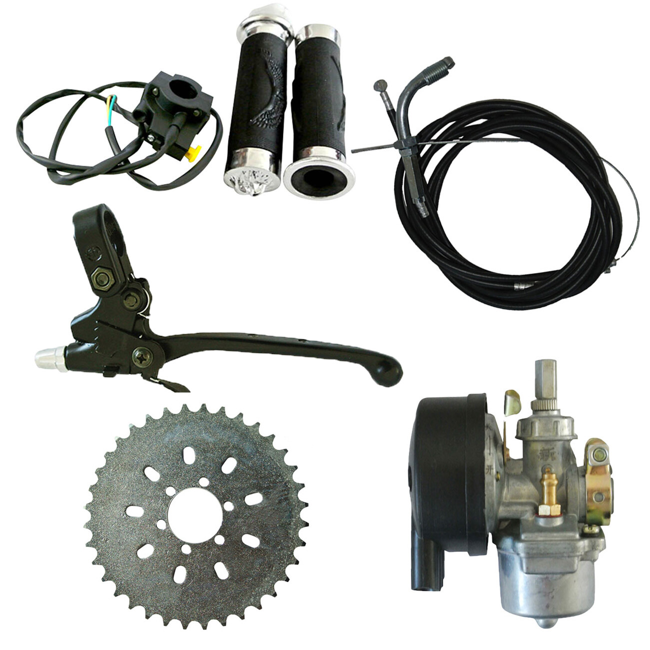 6 Holes 36 Teeth Sprocket&1 Set Handlebar Grip For 49/66/80cc Motorized Bicycle