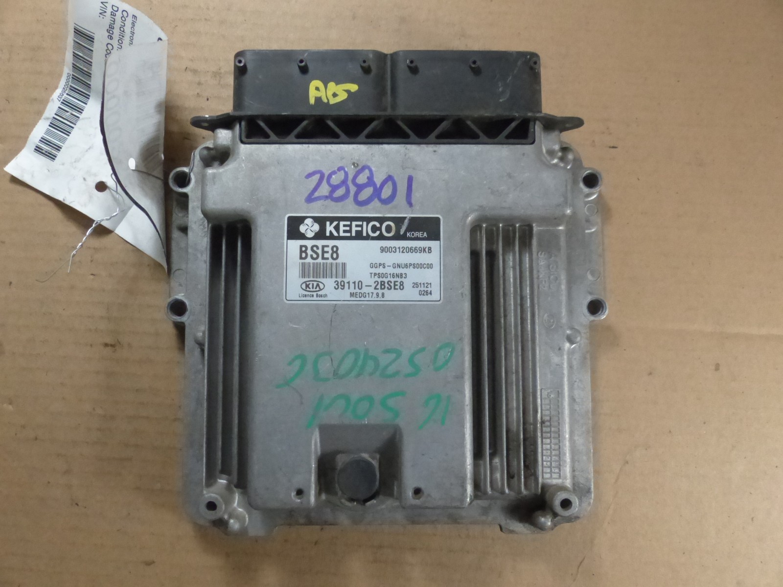 16 KIA SOUL 1.6L US MARKET ECU ECM COMPUTER 39110-2BSE8