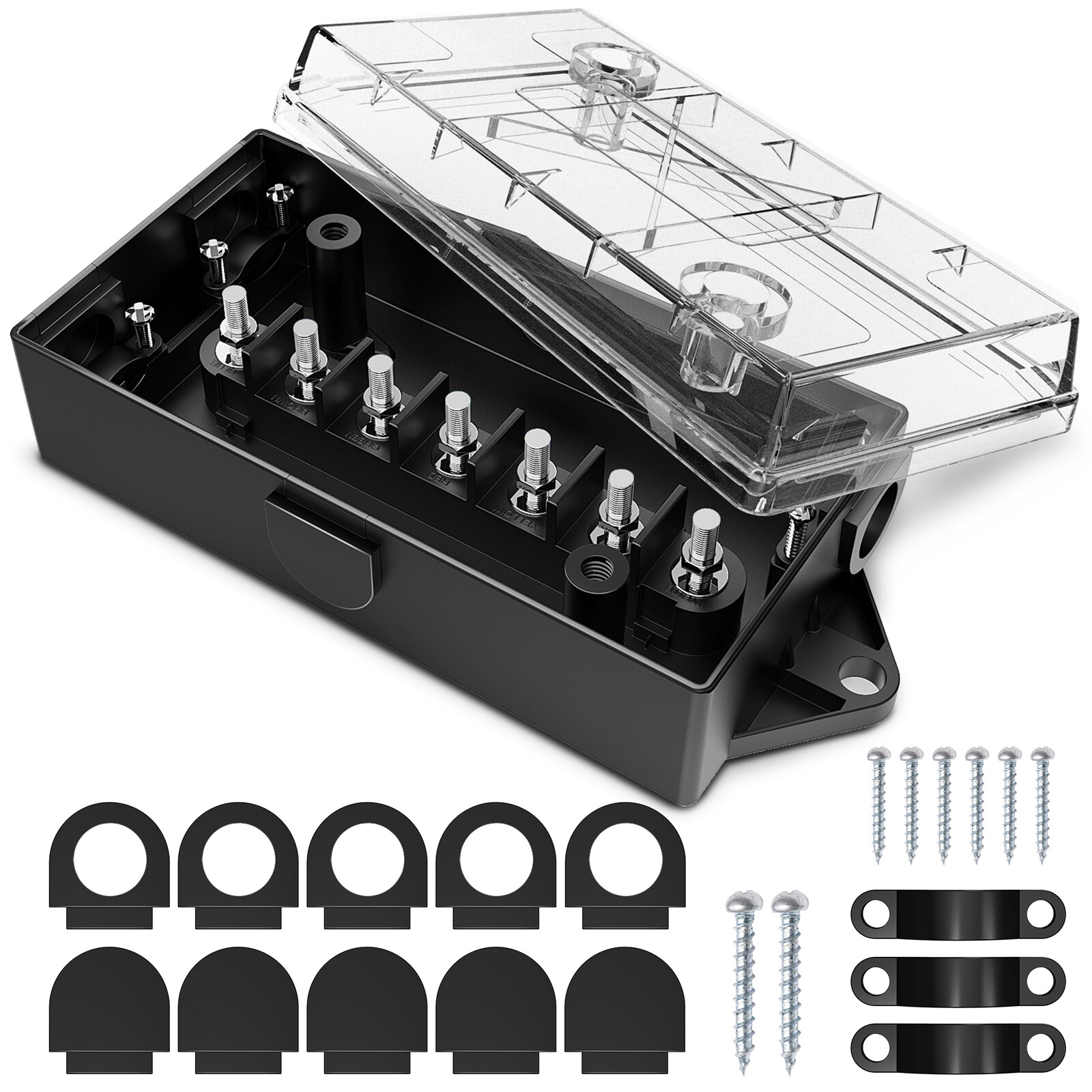 7 Way Electrical Trailer Junction Box Weatherproof for Camper RV Connector Clear