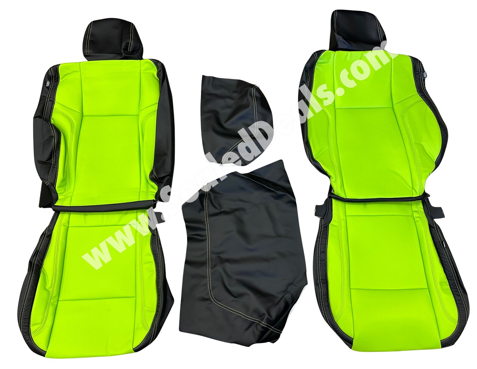 Black & Sublime Lime Green Leather Seat Covers for 2015-23 Dodge Challenger