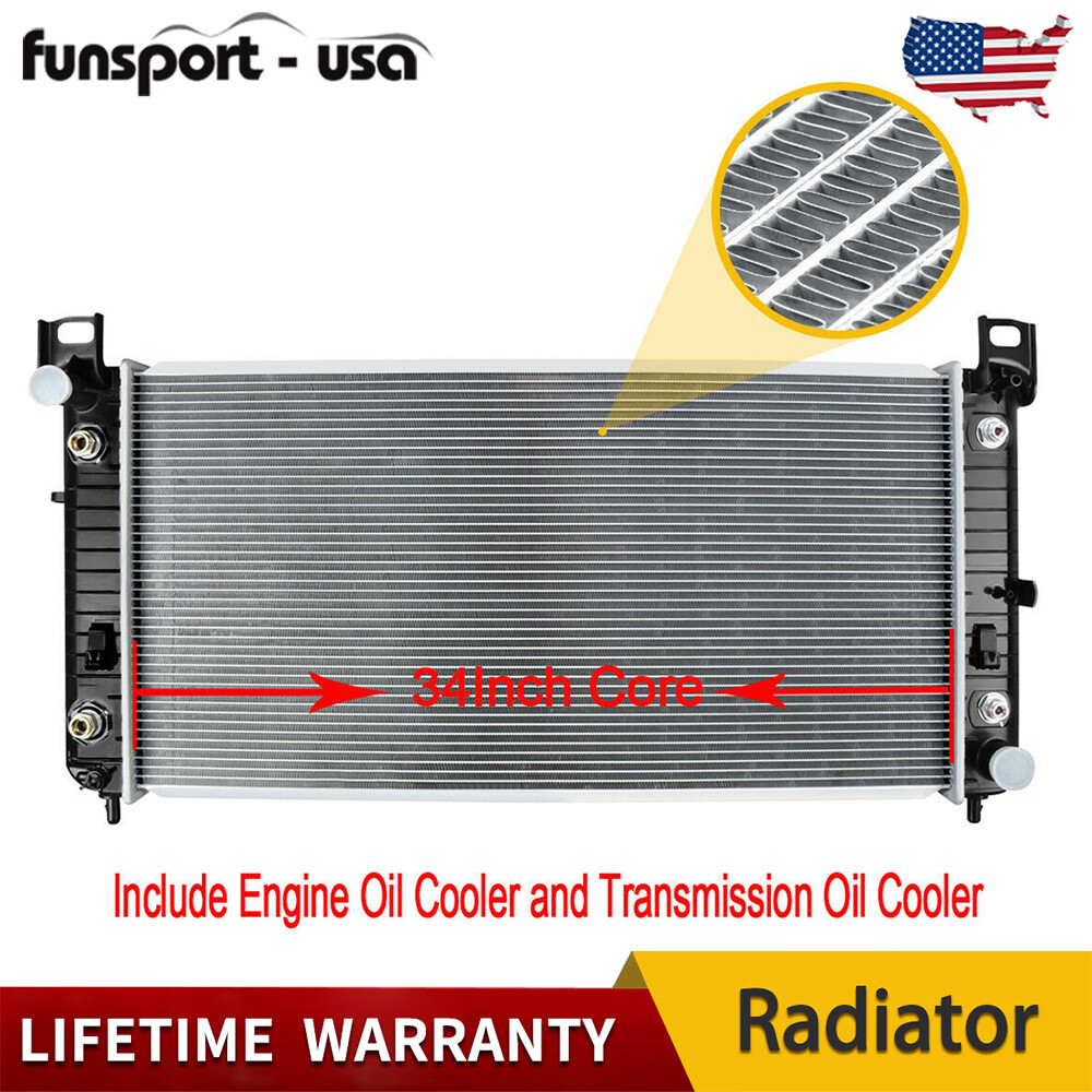 2370 34” Radiator for For Chevy Silverado 1500 2500 Suburban Tahoe 4.8 5.3 6.0L