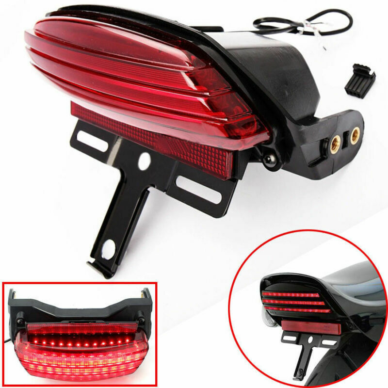 Tri-Bar Fender Red LED Tail Light Bracket For Harley Softail FXST FXSTB FXSTC