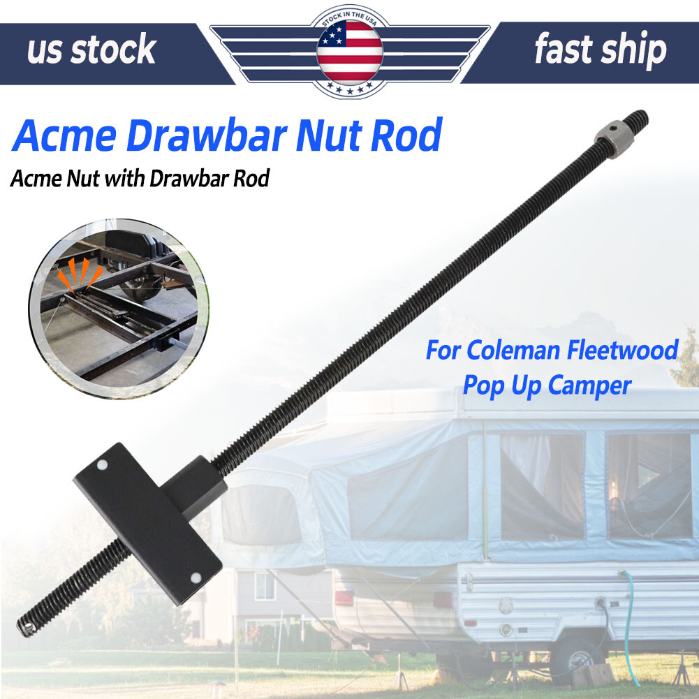 For Coleman Fleetwood Pop Up Camper Whiffle Tree Lift Acme Drawbar Nut & Rod Kit