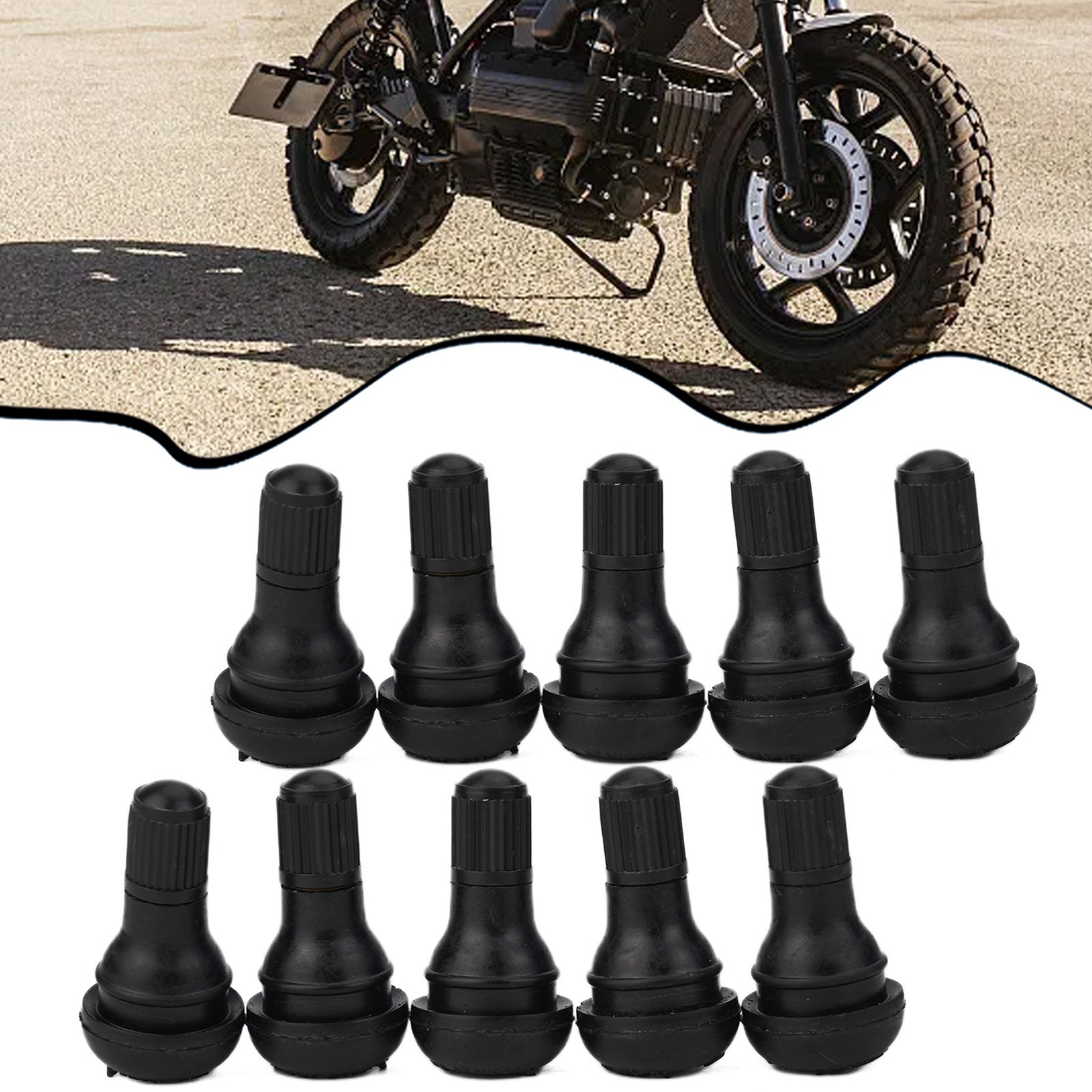 10*TR412 Tubeless Tire Valve Stems For ATV Lawn Mower Rubber&copper Black