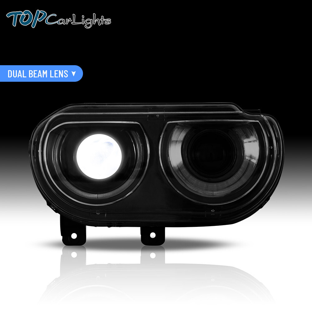 VLAND 1Pair LED Headlights Projector For 2008-2014 Dodge Challenger Front Lamps