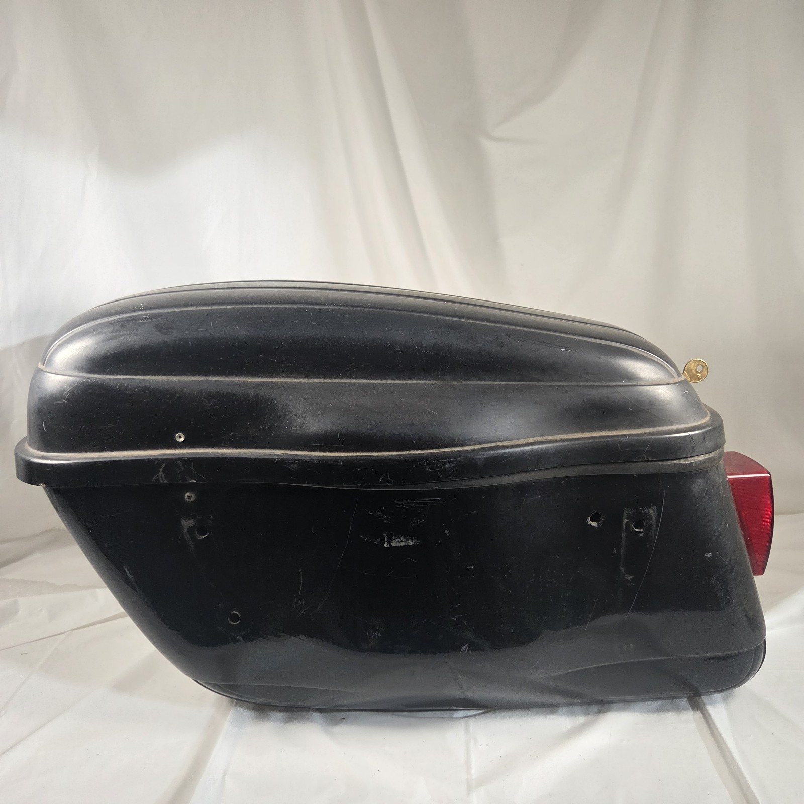 Vintage Bates Motorcycle Saddlebags Hard Fiberglass Touring w/ Key Lock Black