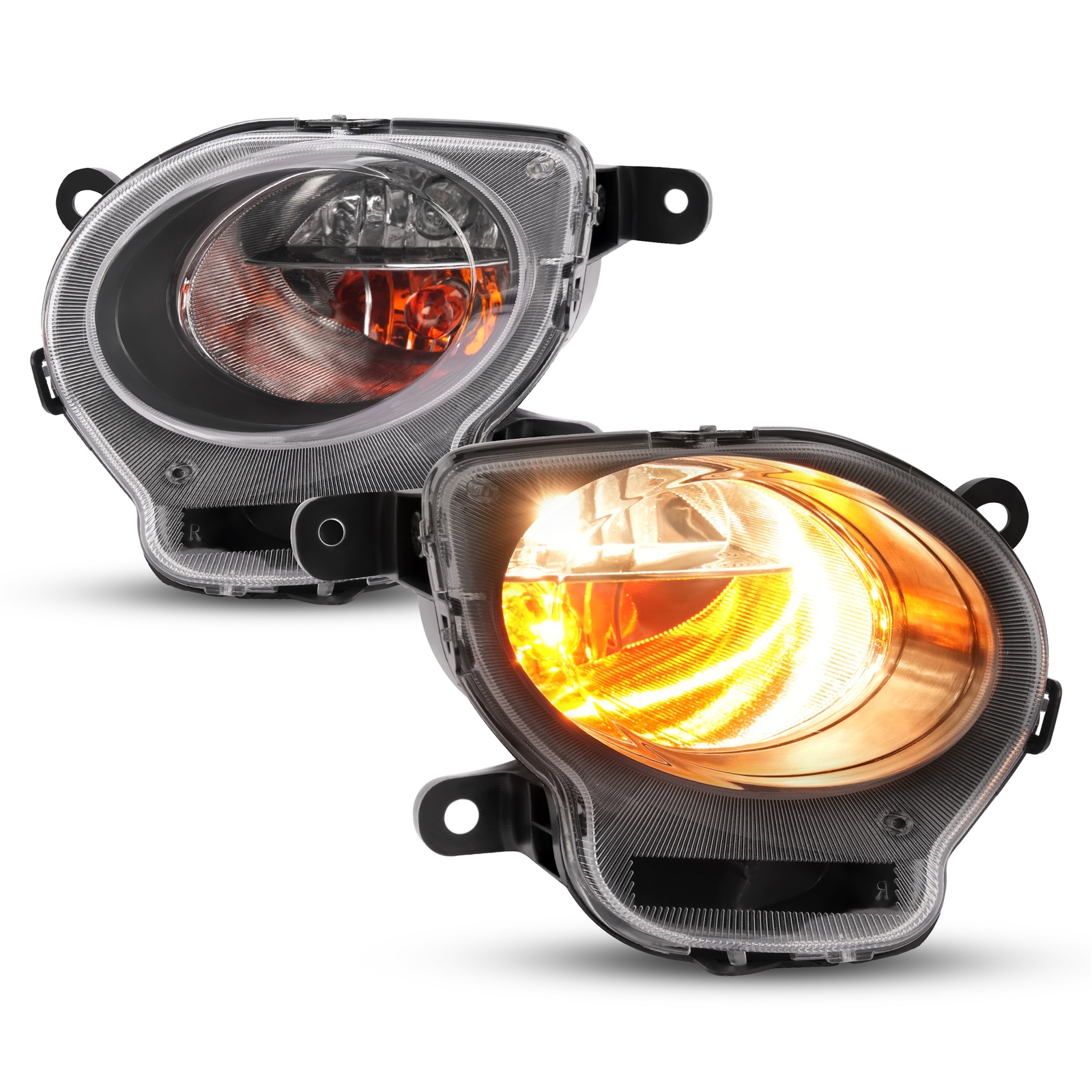 Pair Turn Signal Parking Lights Right+Left Clear Lens W/Bulbs For Fiat 500 12-17