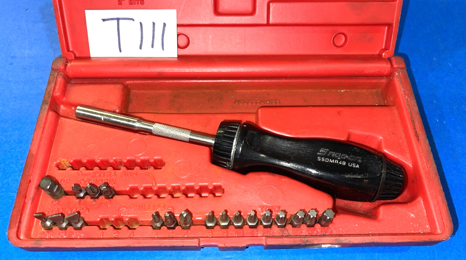 SNAP-ON TOOLS BLACK RATCHETING SCREWDRIVER IN A BIT KIT SHIPPED FREE IN THE US