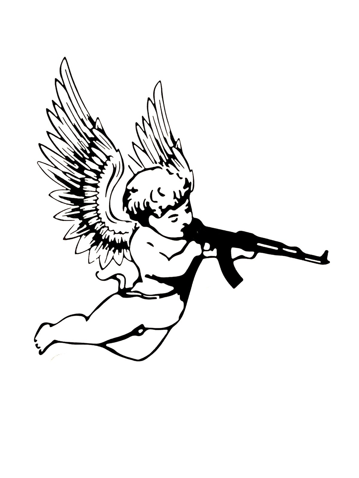 4” Street Angel Gun Sticker Cupid Urban Art Gothic Dark Art Rifle