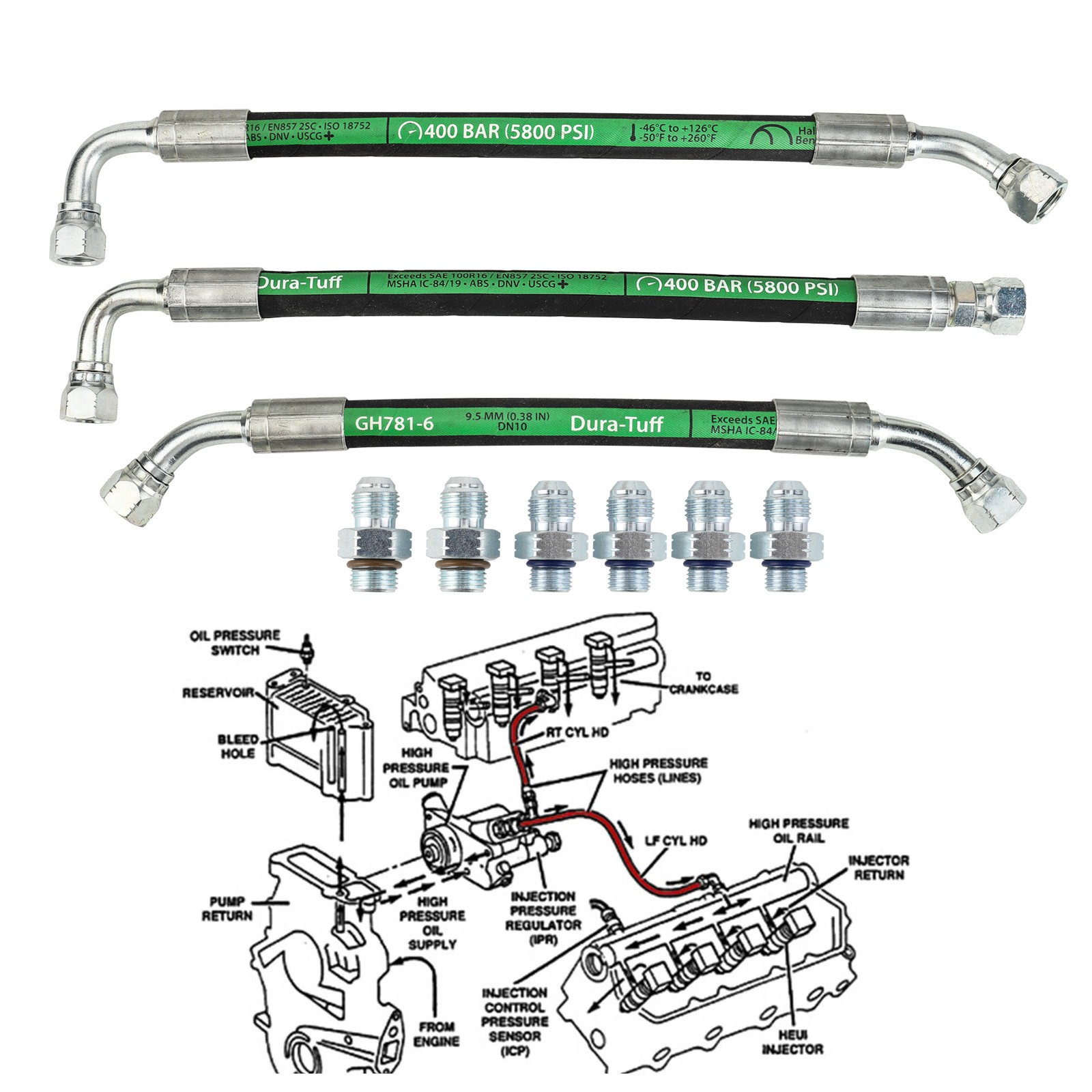 High Pressure Oil Pump HPOP Lines Hoses For 99-03 Ford 7.3L Powerstroke Diesel
