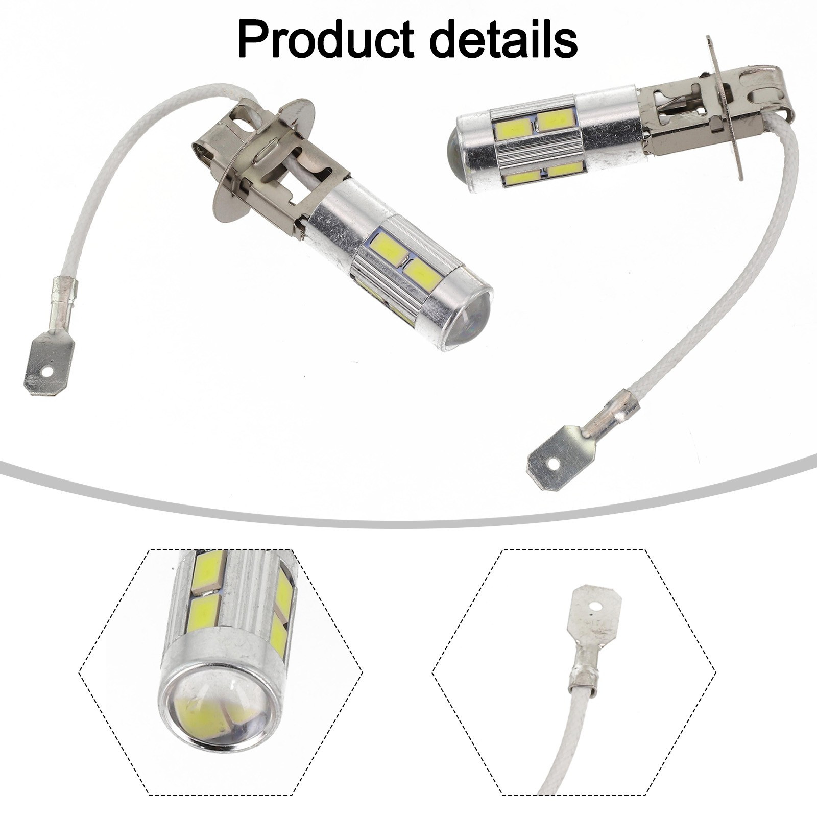 2X H3 50W 6000K White High Power Car LED Fog Driving Lights Bulbs DC 9V To 30V