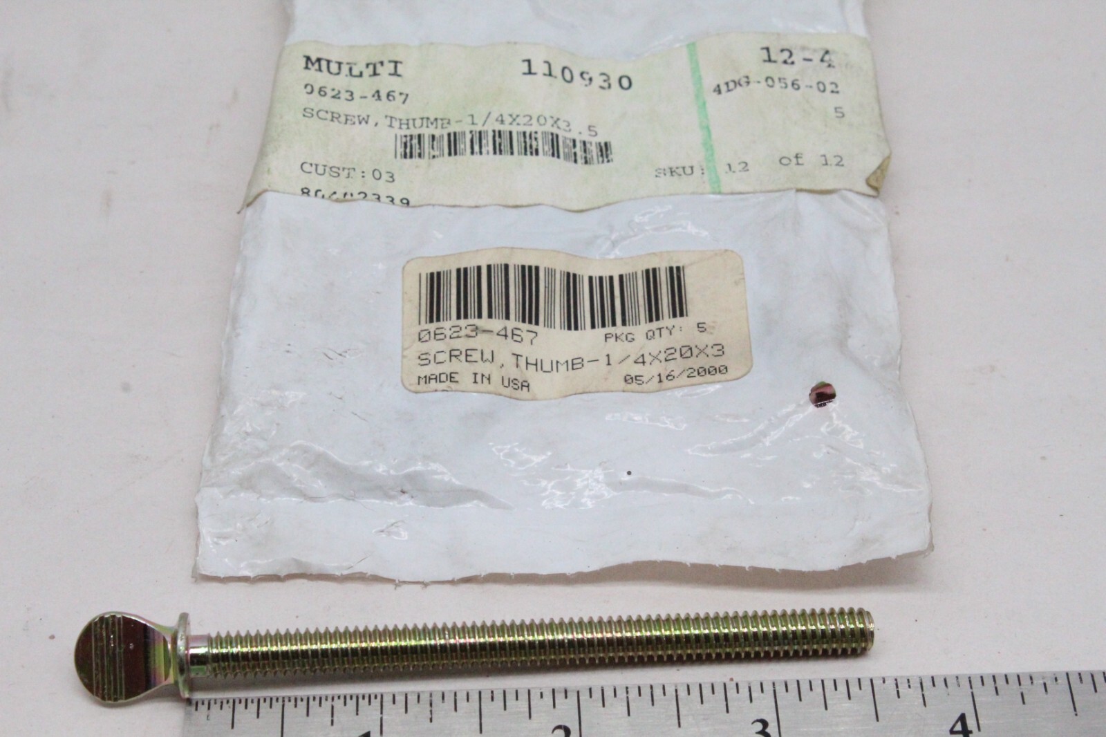 (2) Nos Oem Arctic Cat Snowmobile 1/4-20 x 3.5 Headlight Thumb Screw 0623-467